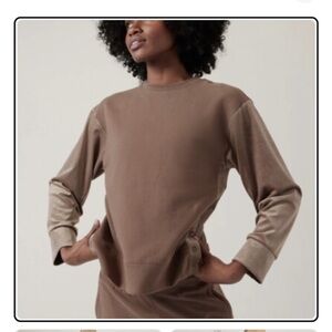 Retroplush Velvet Crewneck Sweatshirt Snap Sides Oversized Fit Brown Sz M